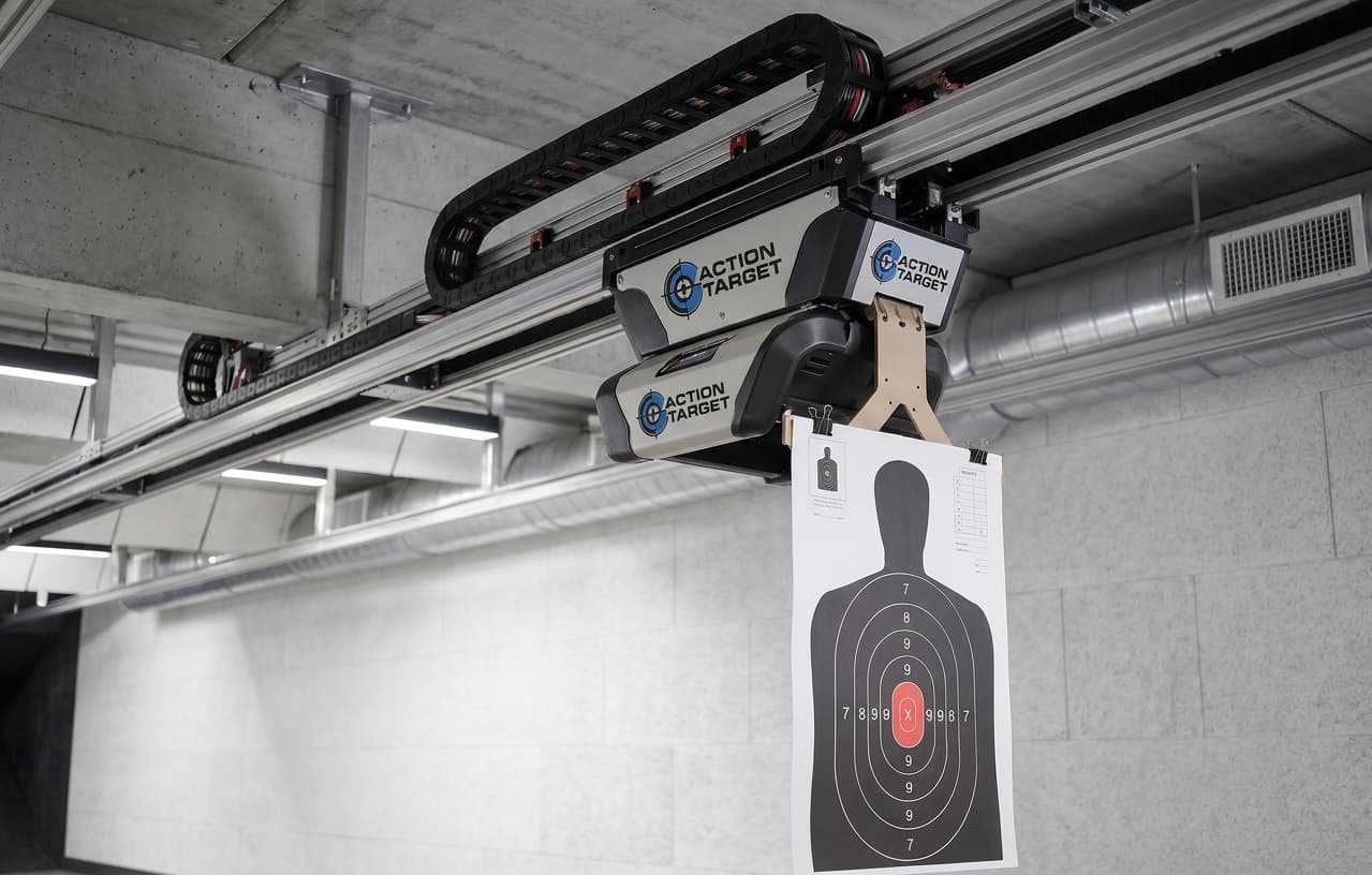 Down Range facility interior showing shooting lanes and Genesis target system